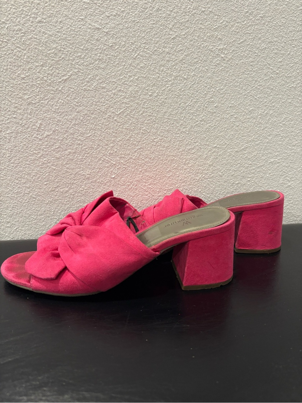 Worthington Hot Pink Knot-Front Block Heel Mules